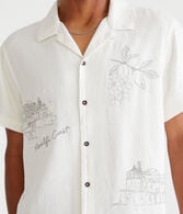 Short Sleeve Amalfi Coast Embroidered Linen Shirt