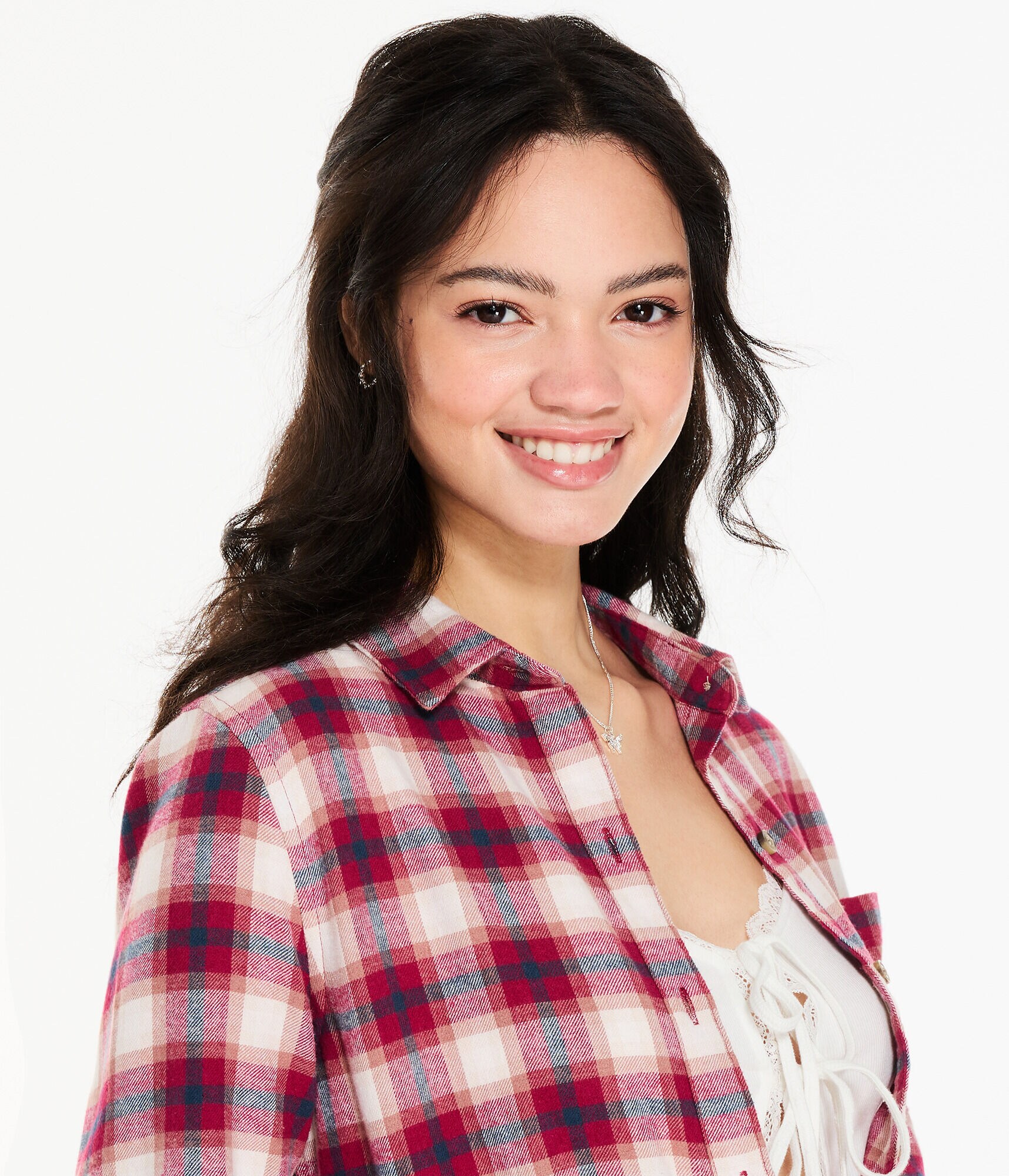 Long Sleeve Oversized Plaid Flannel Button-Down Shirt