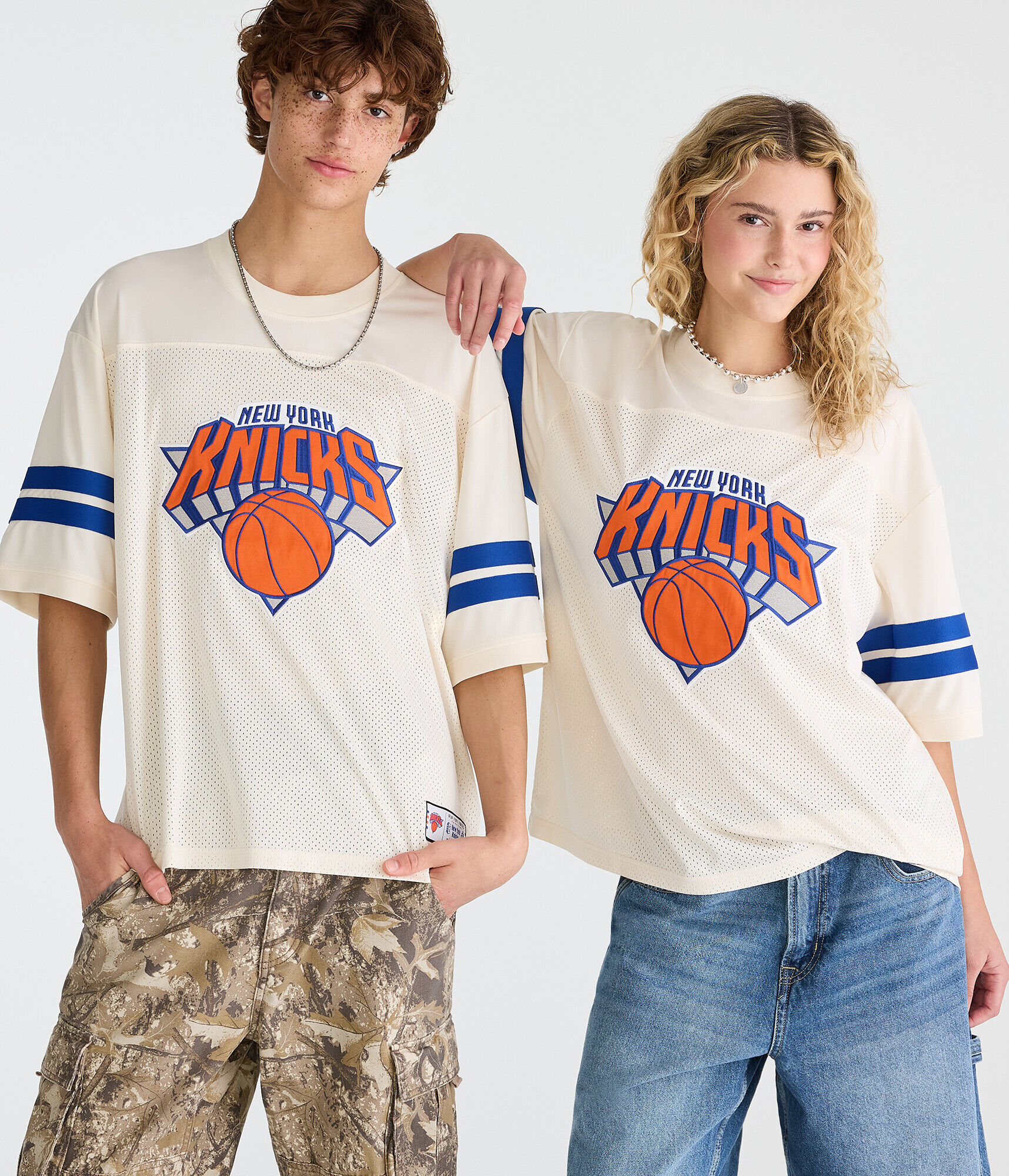 New York Knicks Sleeve Stripes Mesh Top