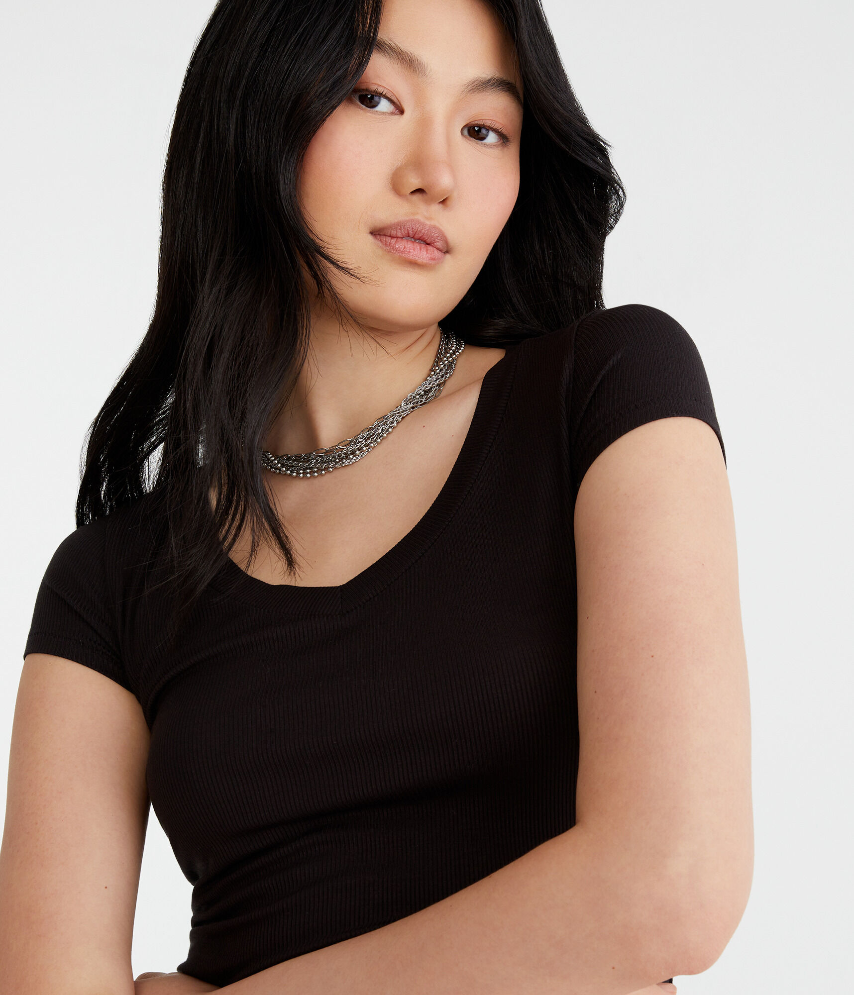 Seriously Soft Ribbed V-Neck Baby Tee