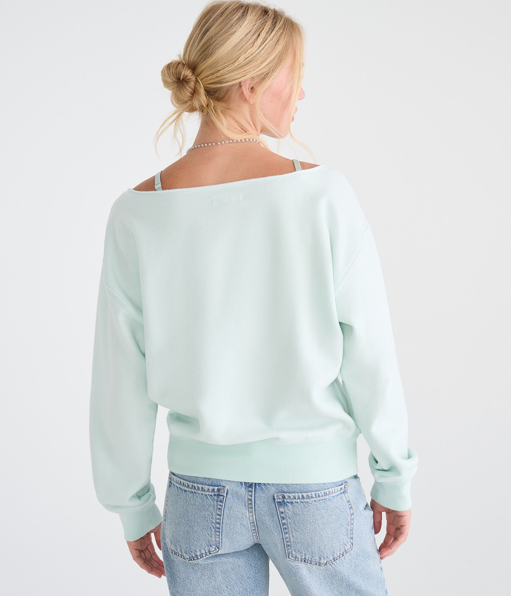 Cloud Soft Cinched Waist Off-The-Shoulder Sweatshirt