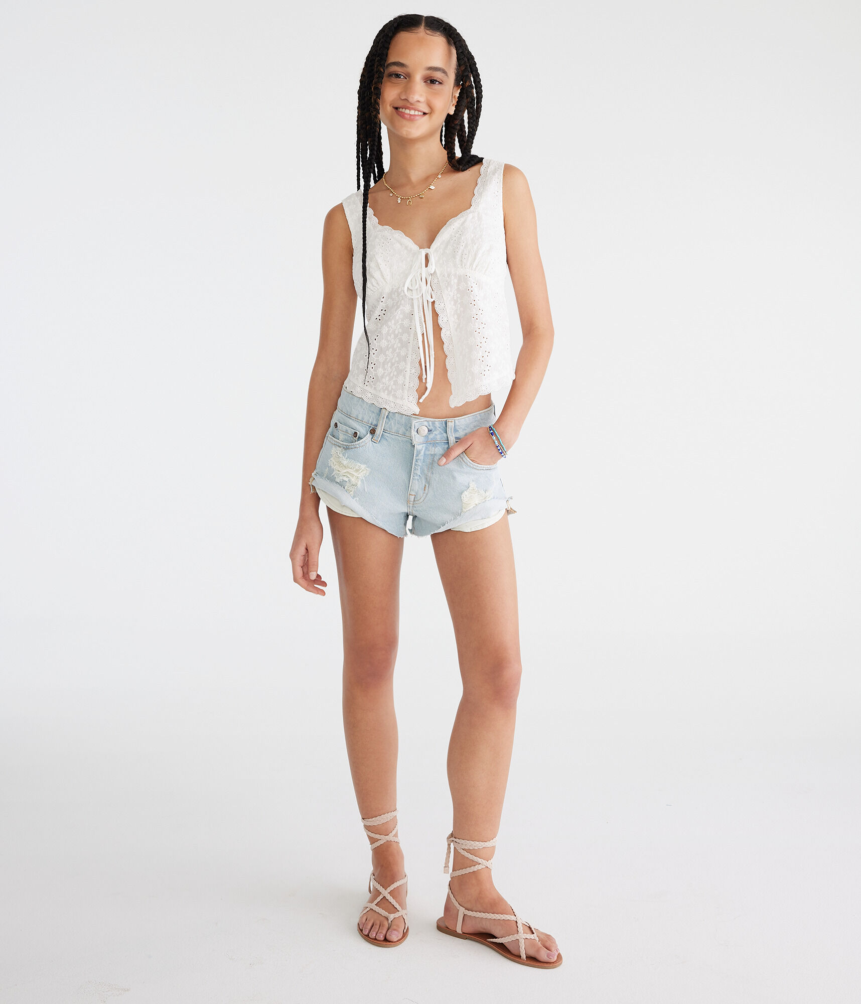 Vintage Low-Rise Denim Shorty Shorts