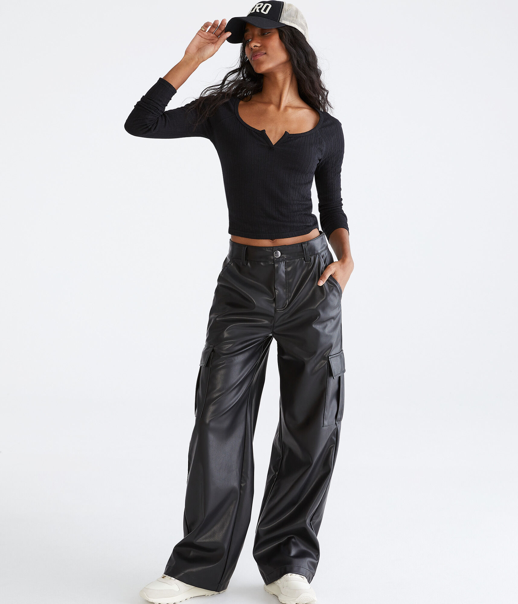Long Sleeve Seriously Soft Notch-Neck Shrunken Tee