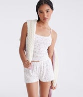 Printed Pointelle Scoop-Neck Sleep Tank