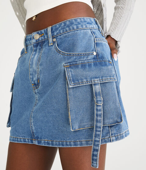 Denim Cargo Mini Skirt
