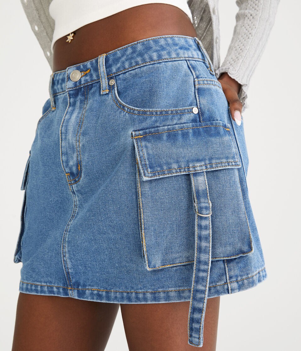 Denim Cargo Mini Skirt