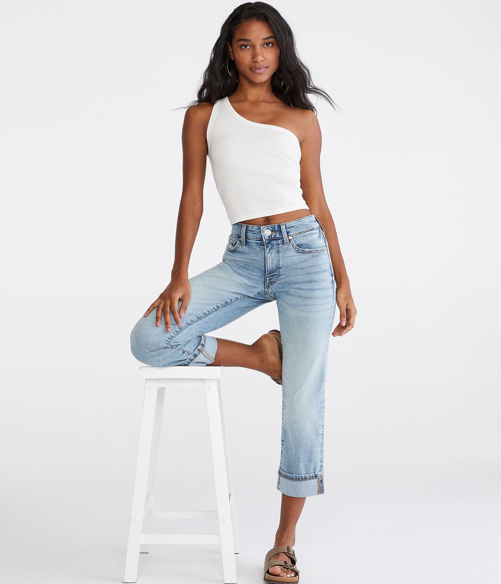 Mid-Rise Straight Crop Jean
