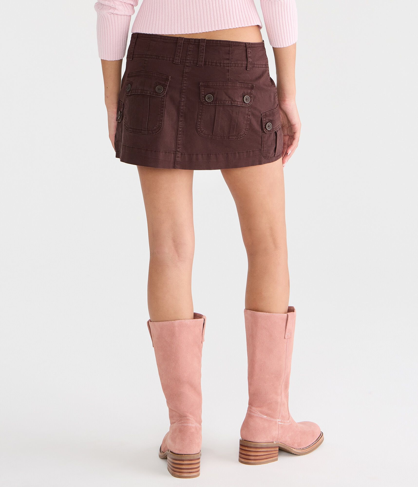 Twill Cargo Low-Rise Mini Skirt