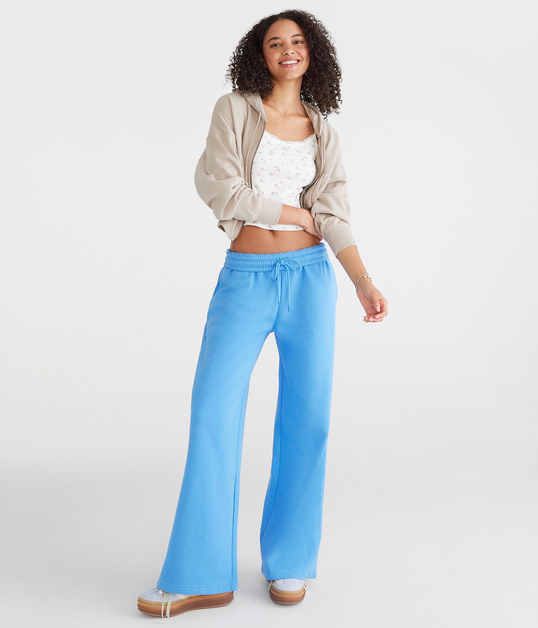 Mid-Rise Wide Leg Sweatpants