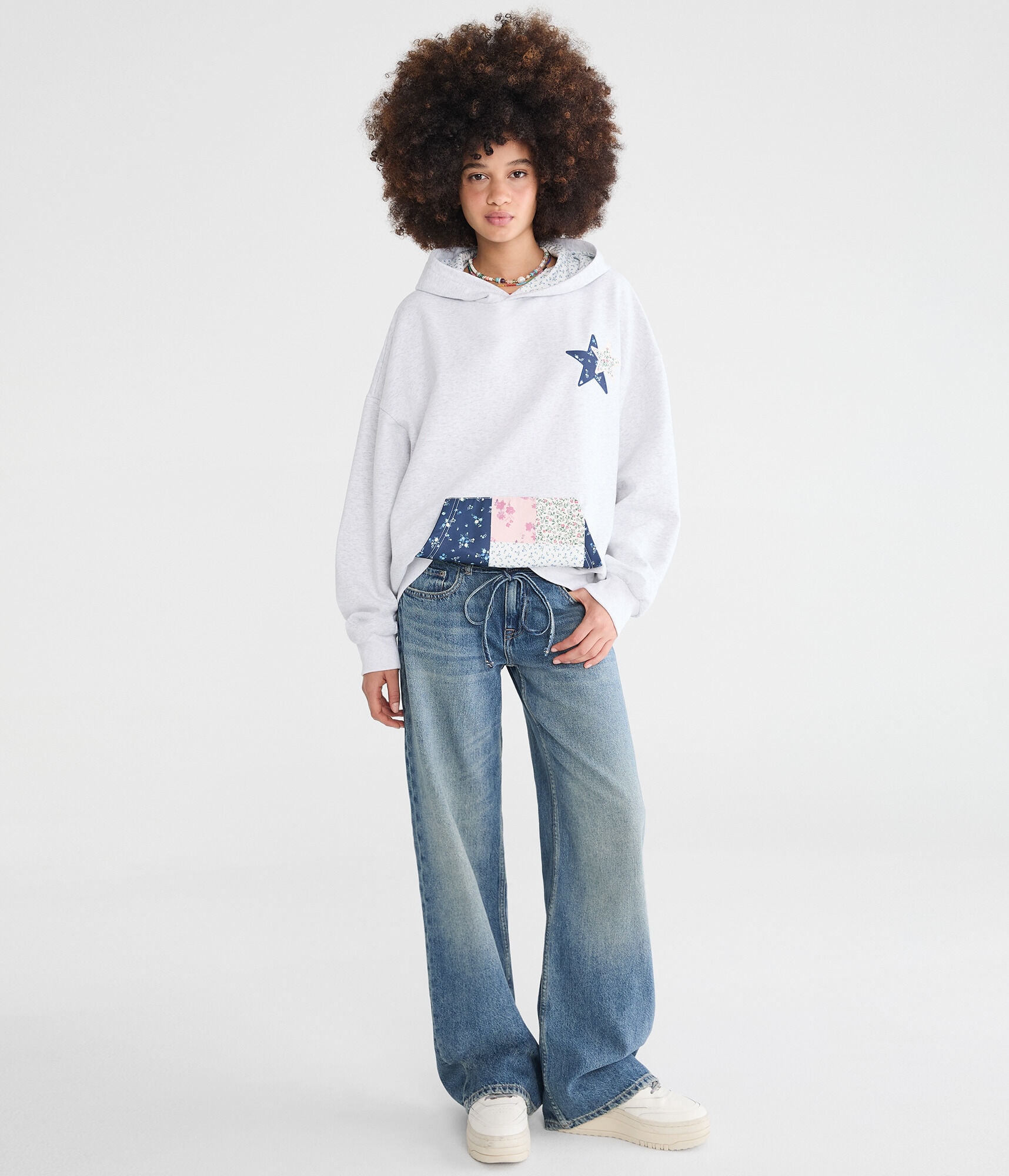 Cloud Soft Star Patchwork Pullover Hoodie