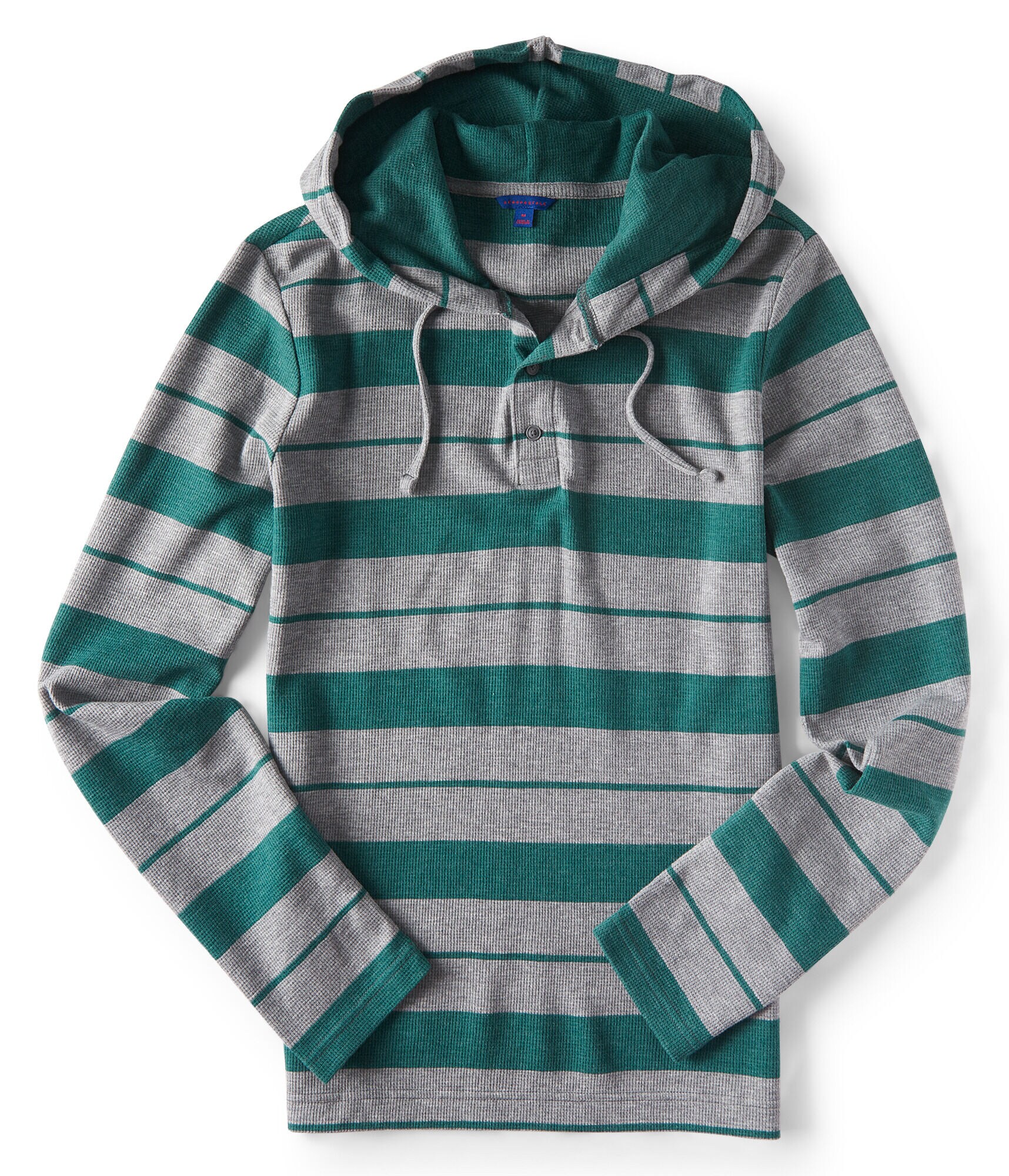 Long Sleeve Striped Thermal Hooded Henley