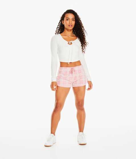 Plaid Polyfleece Sleep Shorts