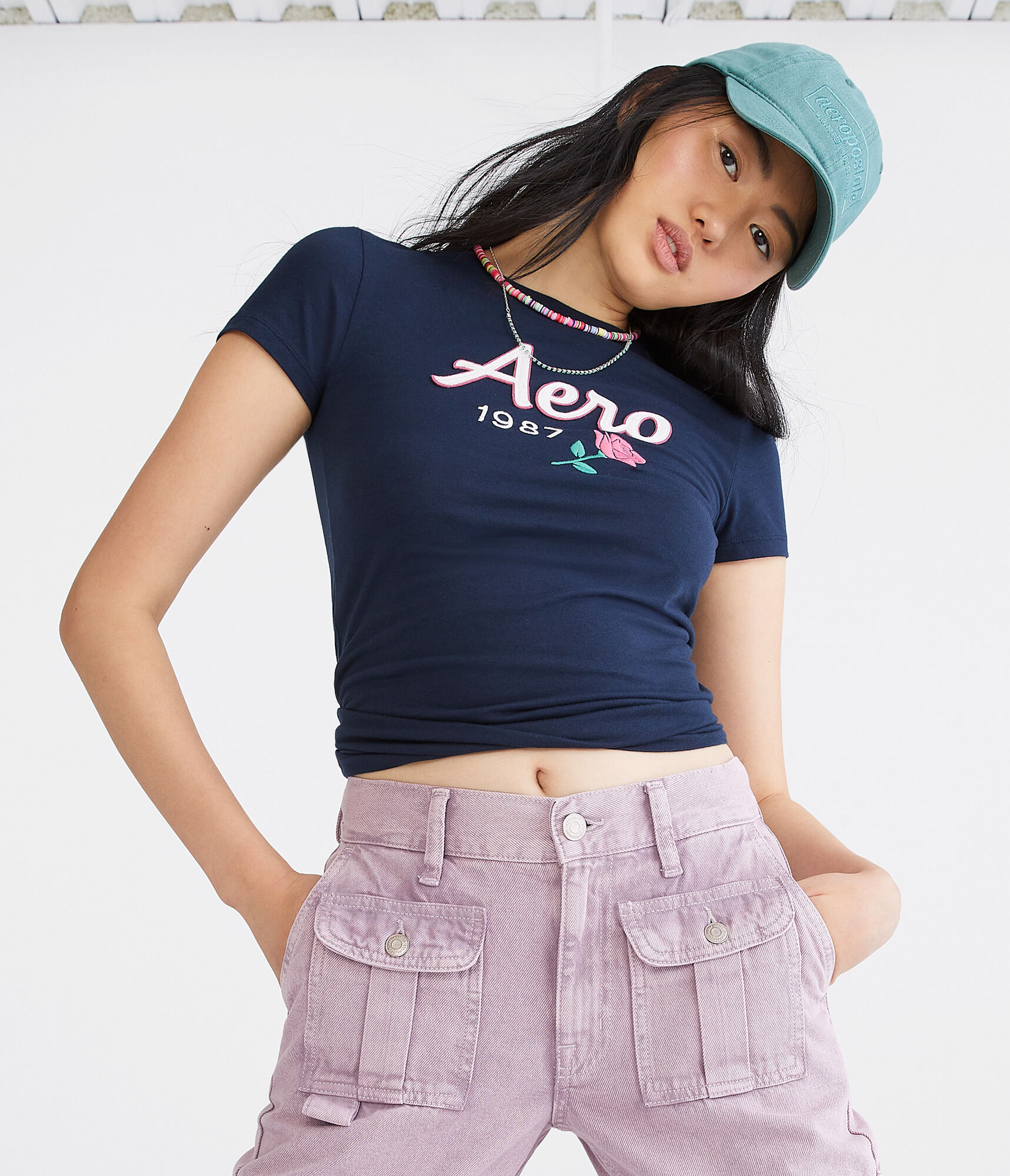 Aero Script Rose Appliqu&eacute; Graphic Tee