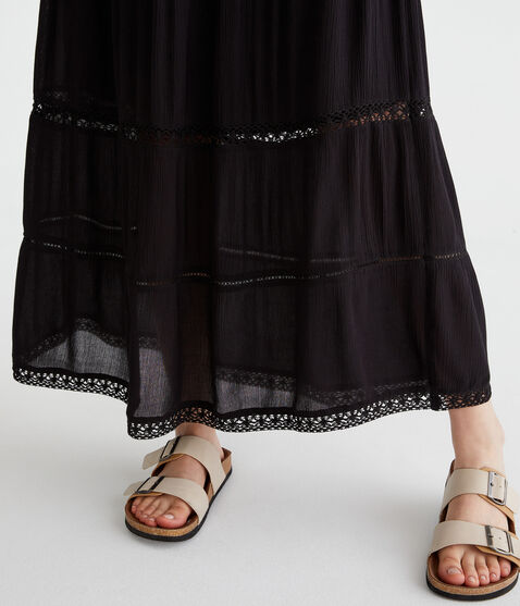 Crinkle Lace-Trim Maxi Skirt Crinkle Lace-Trim Maxi Skirt
