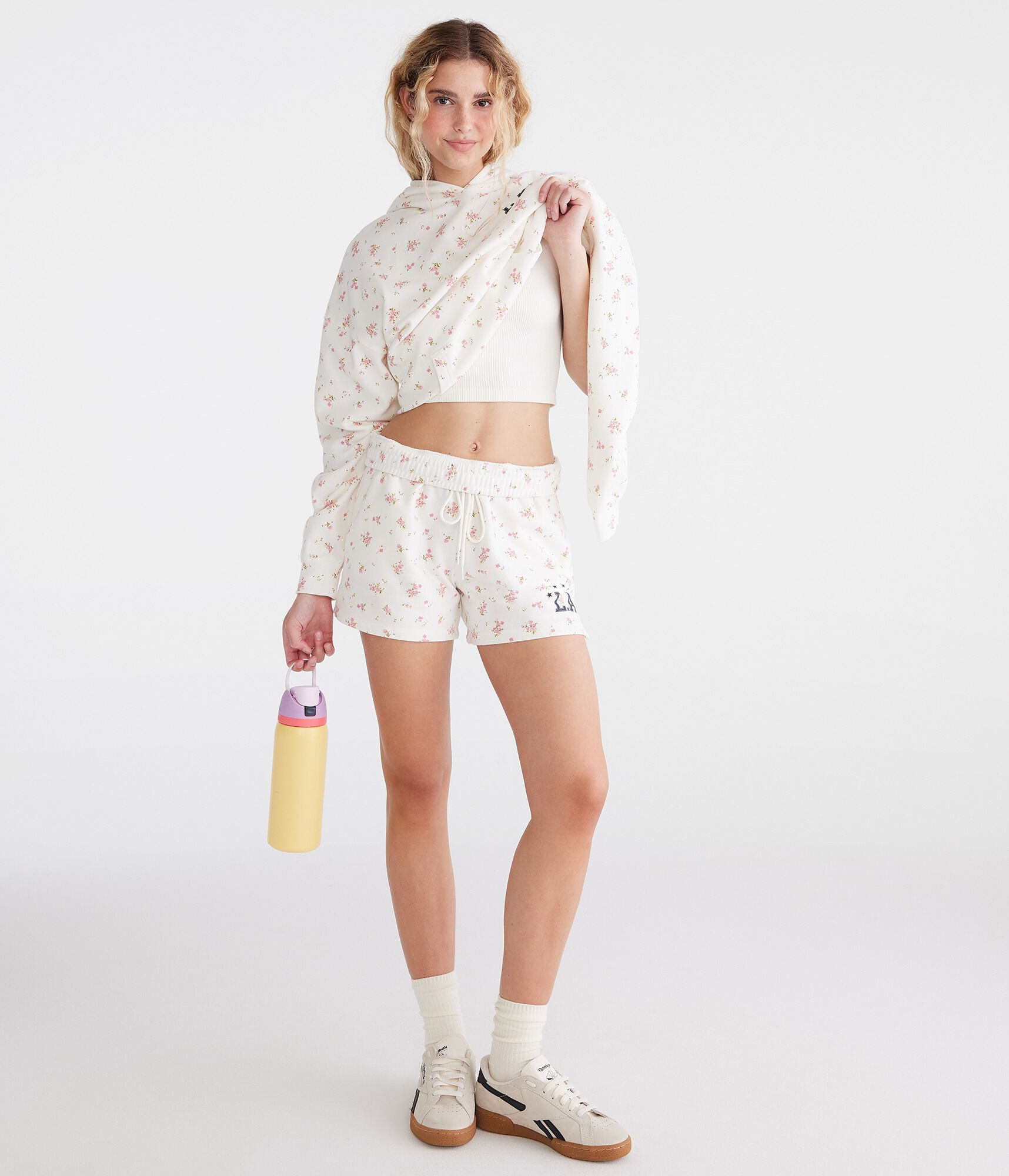 LA Floral Fleece Slouchy Shorts