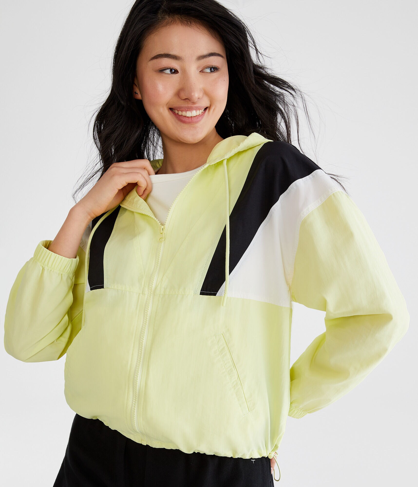 Colorblock Hooded Windbreaker Jacket