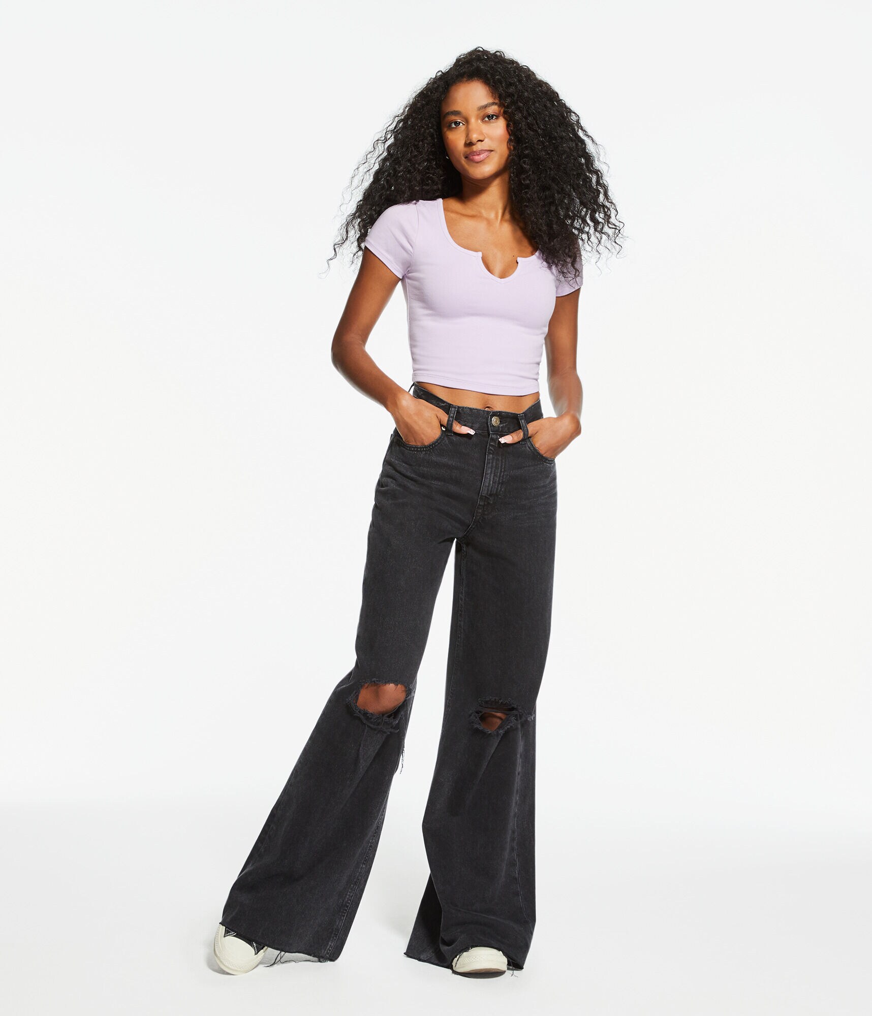 Notch-Neck Shrunken Tee