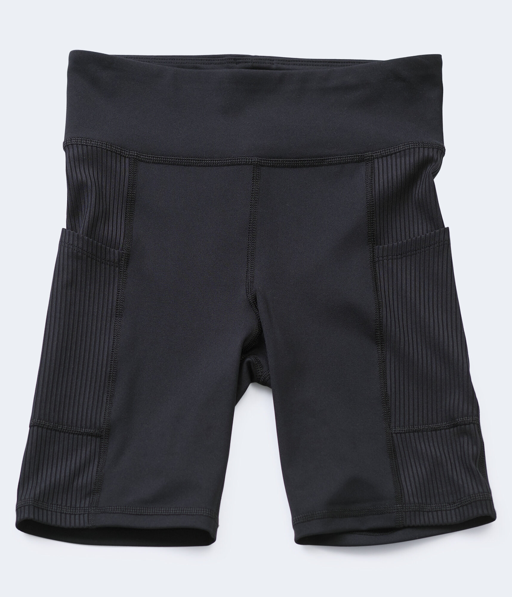 Rib-Accent Biker Shorts
