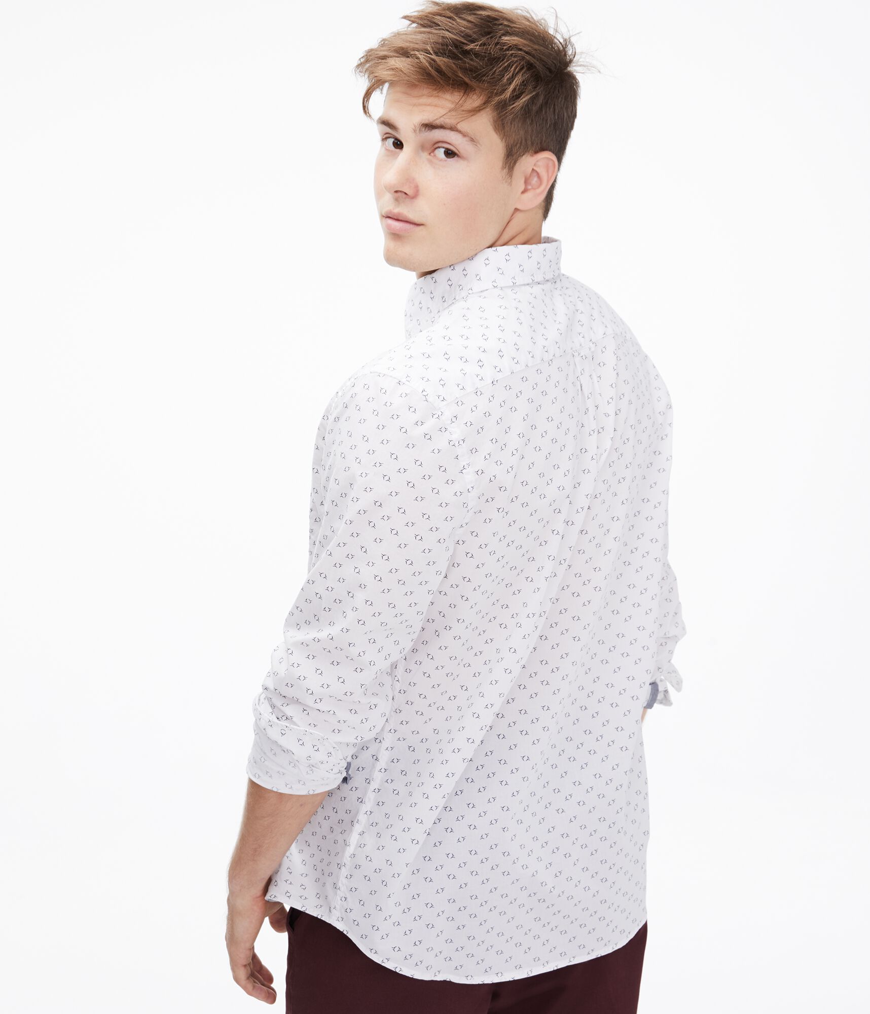 Long Sleeve Geometric Circle Button-Down Shirt