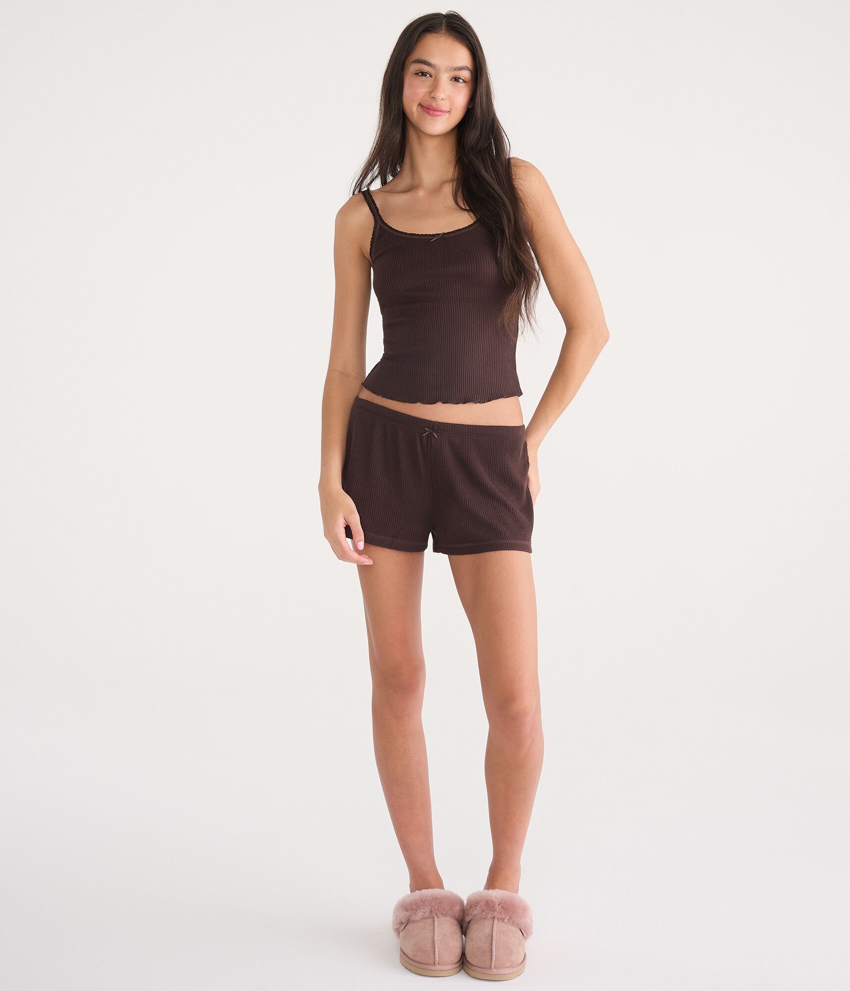 Soft Rib Low-Rise Sleep Shorts