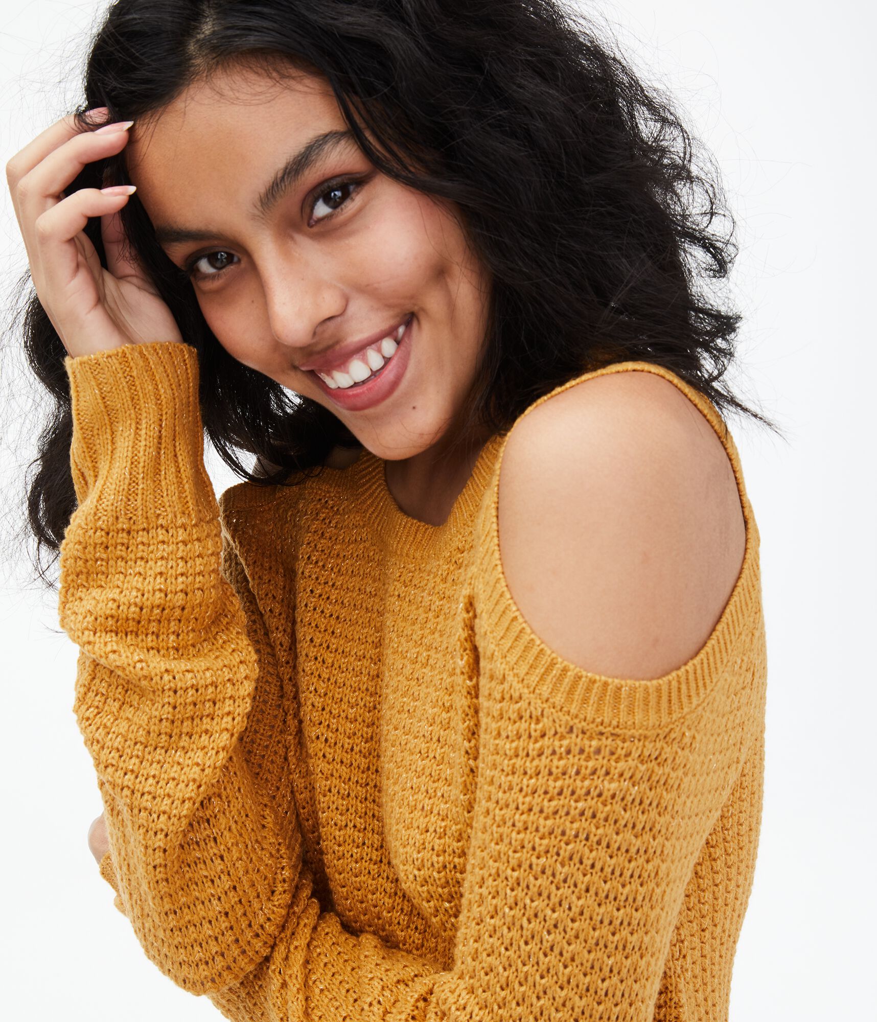 Strappy Cold-Shoulder Sweater