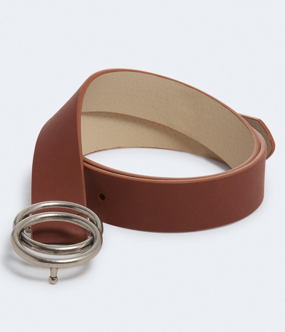 Faux Leather Double-Ring Belt