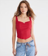 Solid Square-Neck Corset Tank