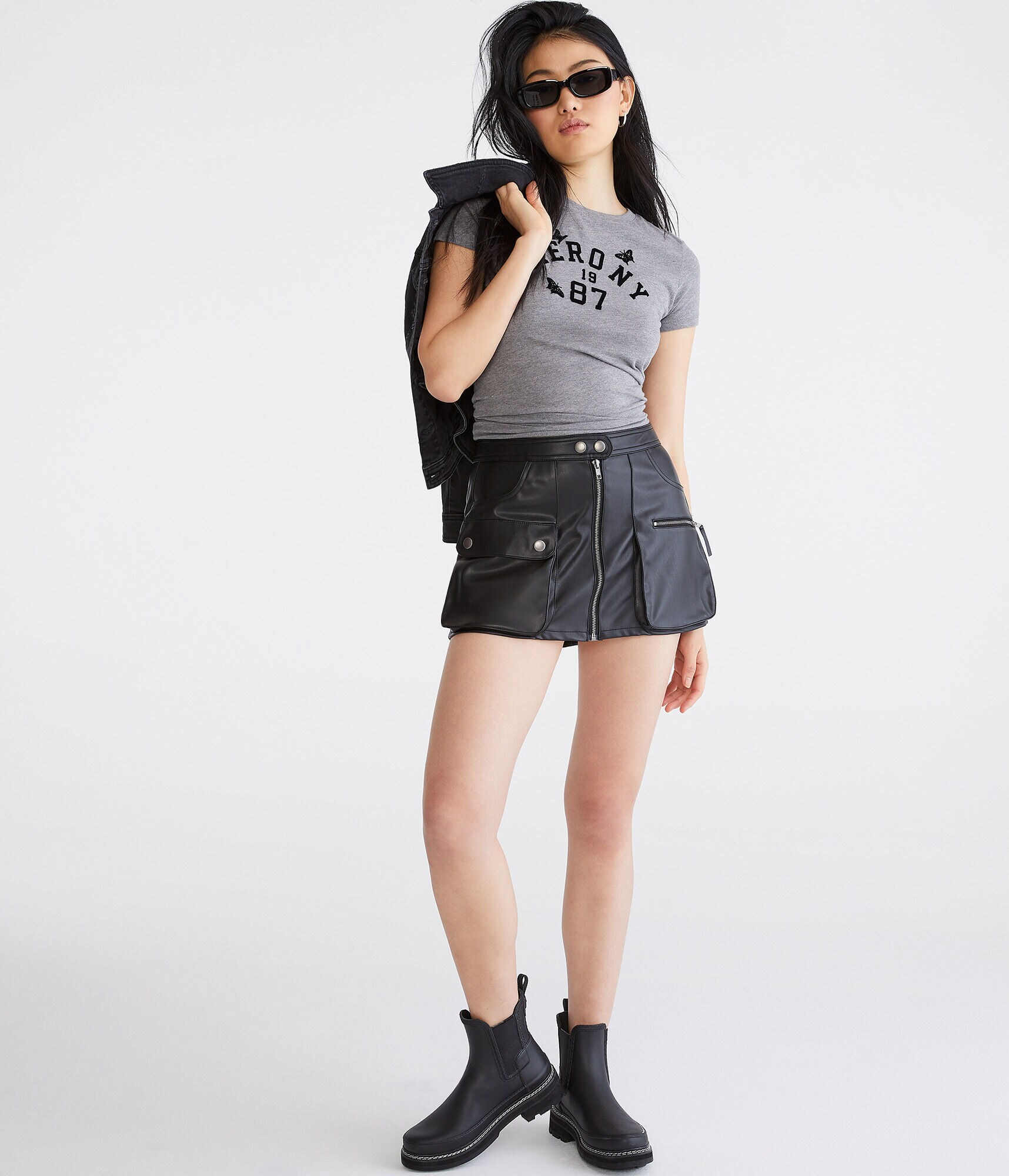 Aero NY Butterfly Flocked Graphic Tee