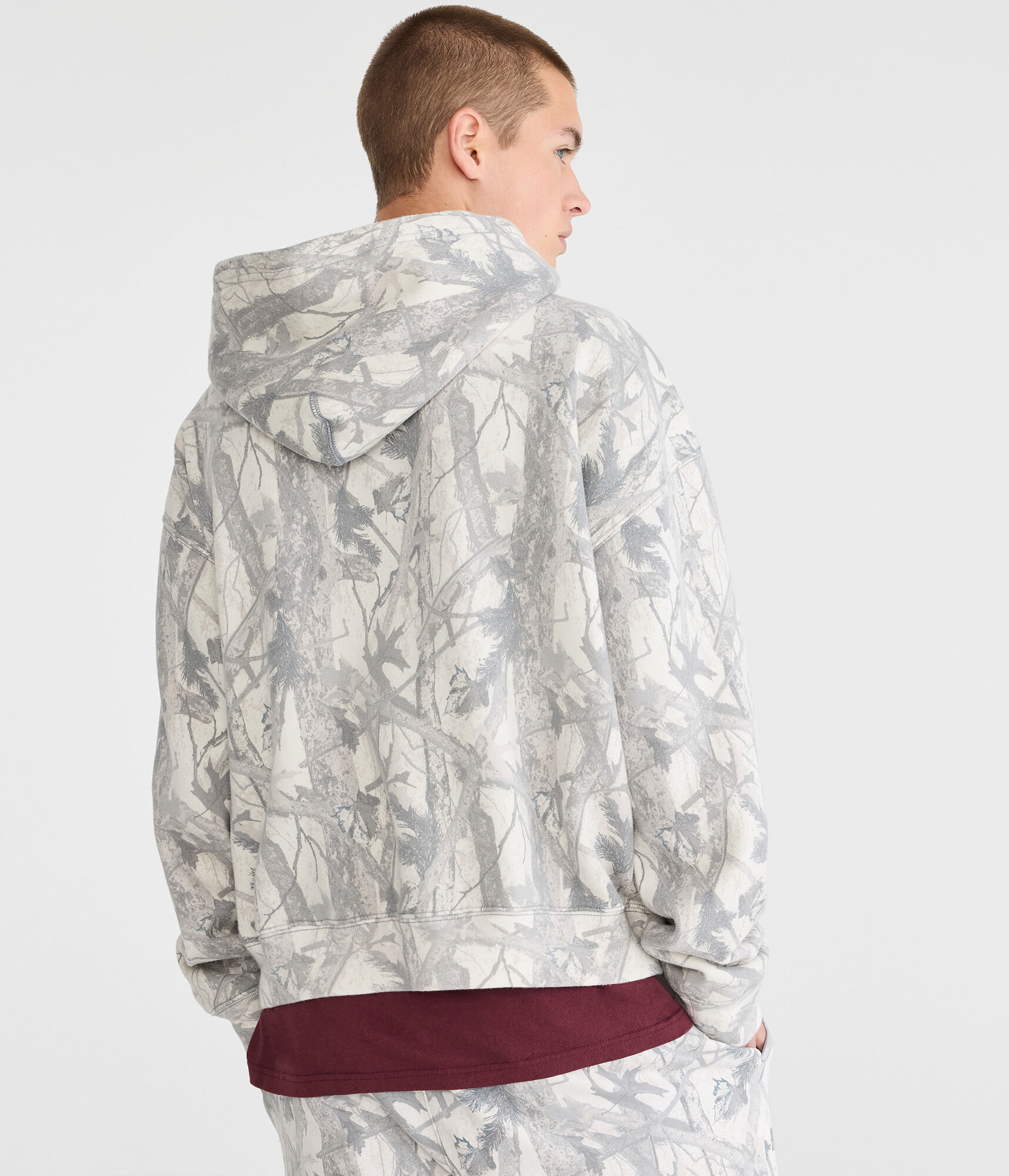Cloud Soft Forest Camo Boxy Pullover Hoodie