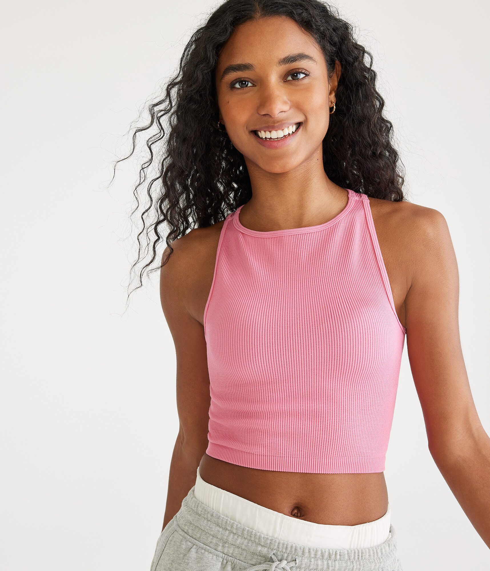 Seriously Soft Seamless Cropped Boat-Neck Tank