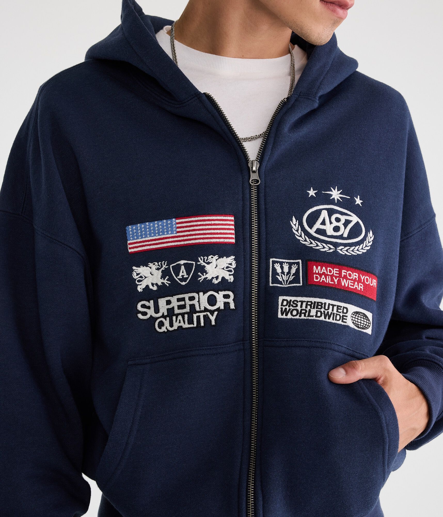 Aeropostale Worldwide Boxy Full-Zip Hoodie