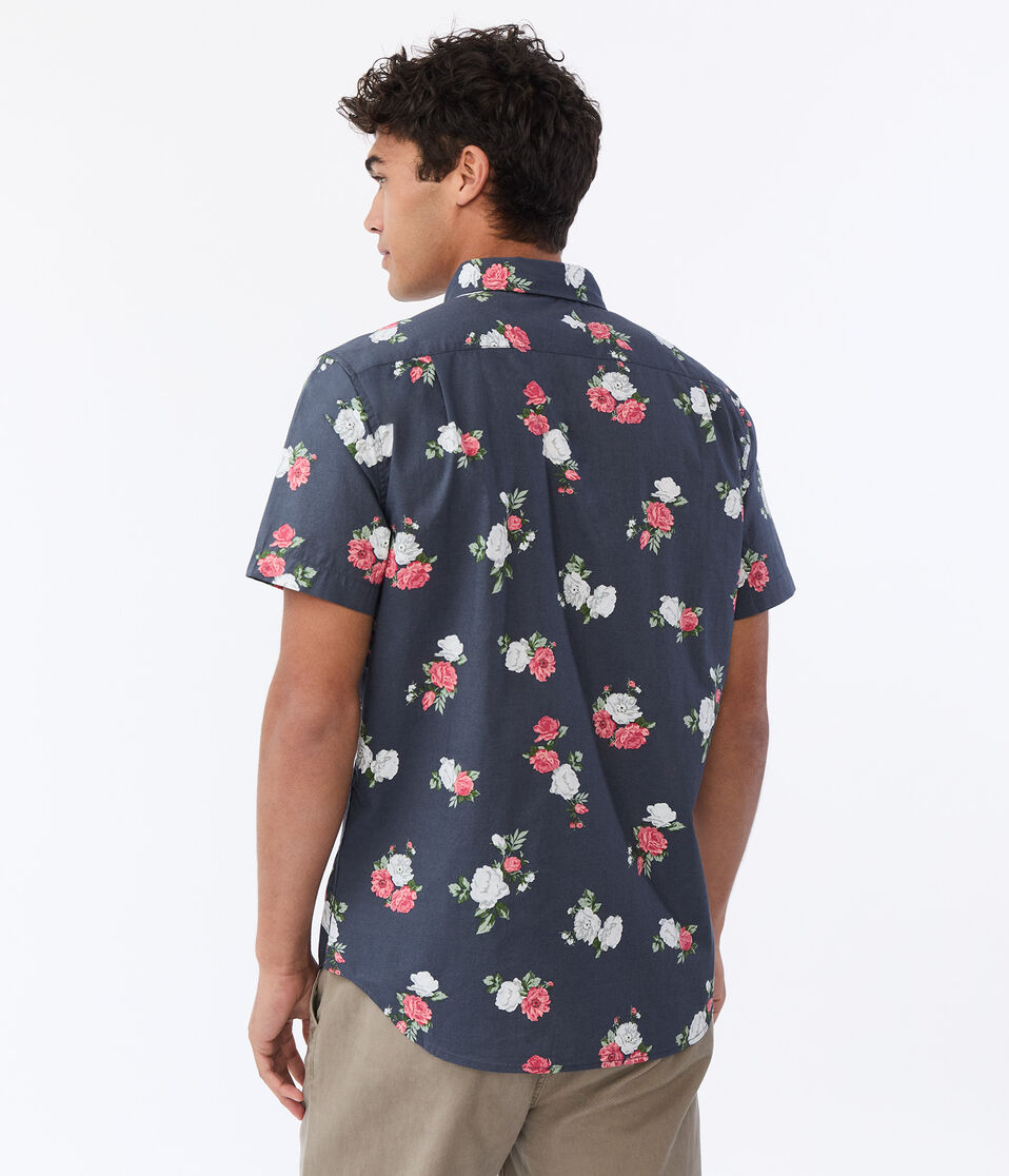 Open Floral Button-Down Shirt