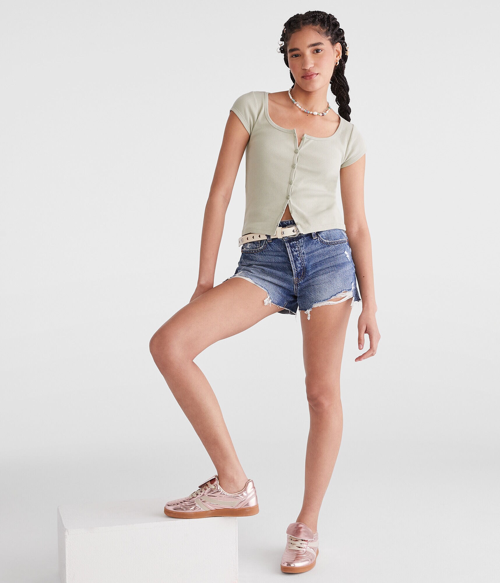 Seriously Soft Scoop-Neck Button-Front Tee