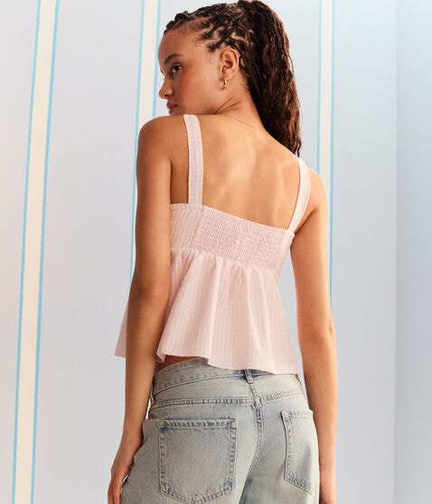 Demetra for Aero Textured Stripe Babydoll Top Demetra for Aero Textured Stripe Babydoll Top