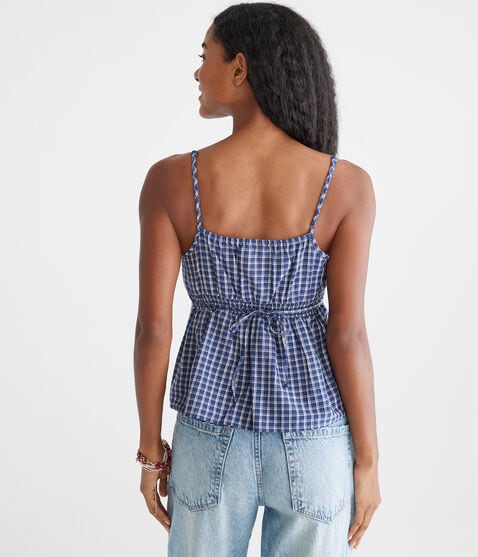 Plaid Scoop-Neck Babydoll Cami