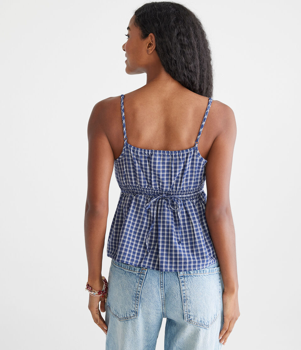 Plaid Scoop-Neck Babydoll Cami