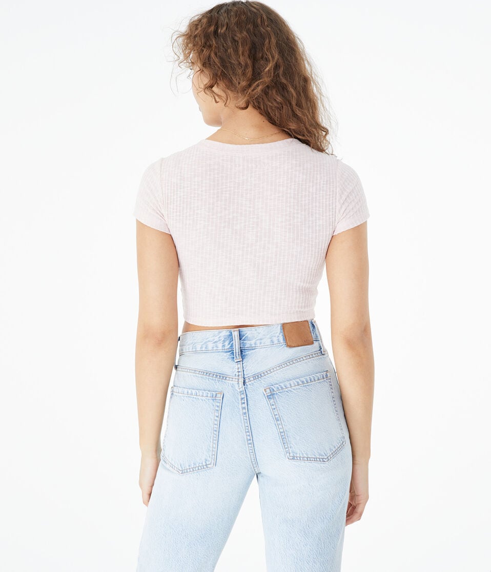 Button-Front Crop Top