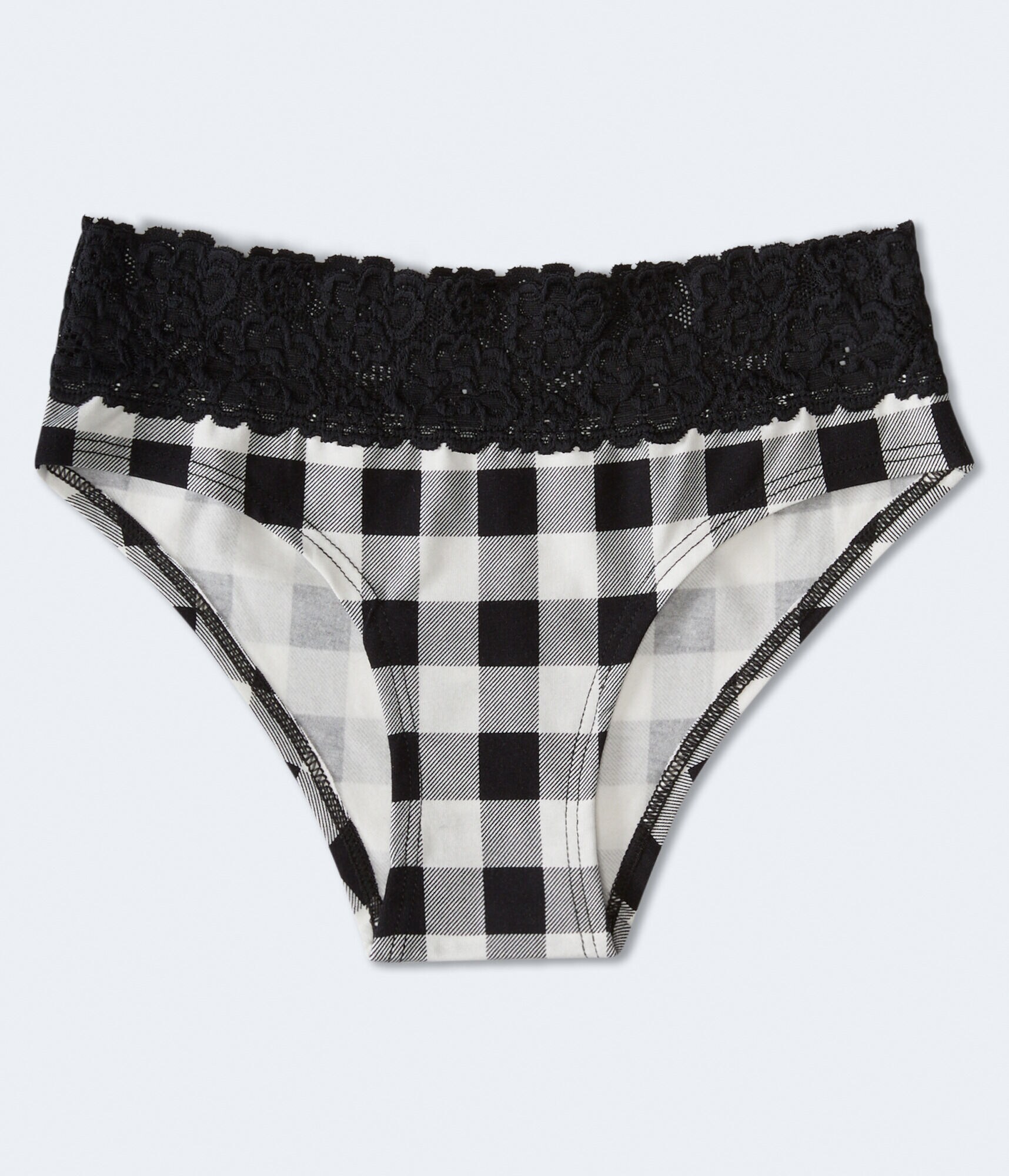 Buffalo Plaid Lace-Trim Hipster