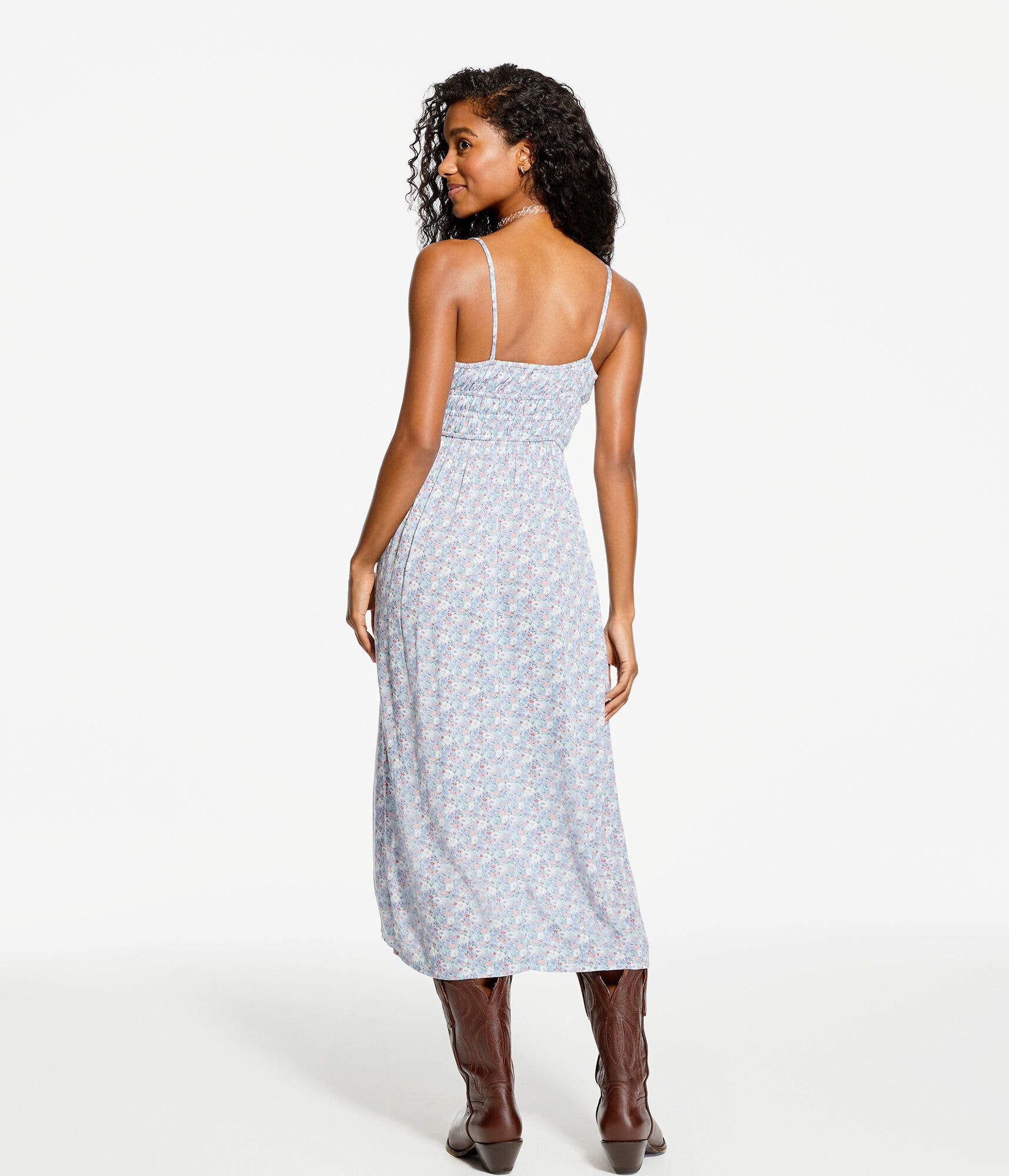 Floral Notch-Neck Midi Dress