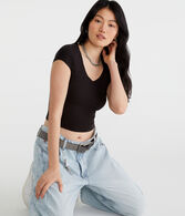 Seriously Soft Ribbed V-Neck Baby Tee