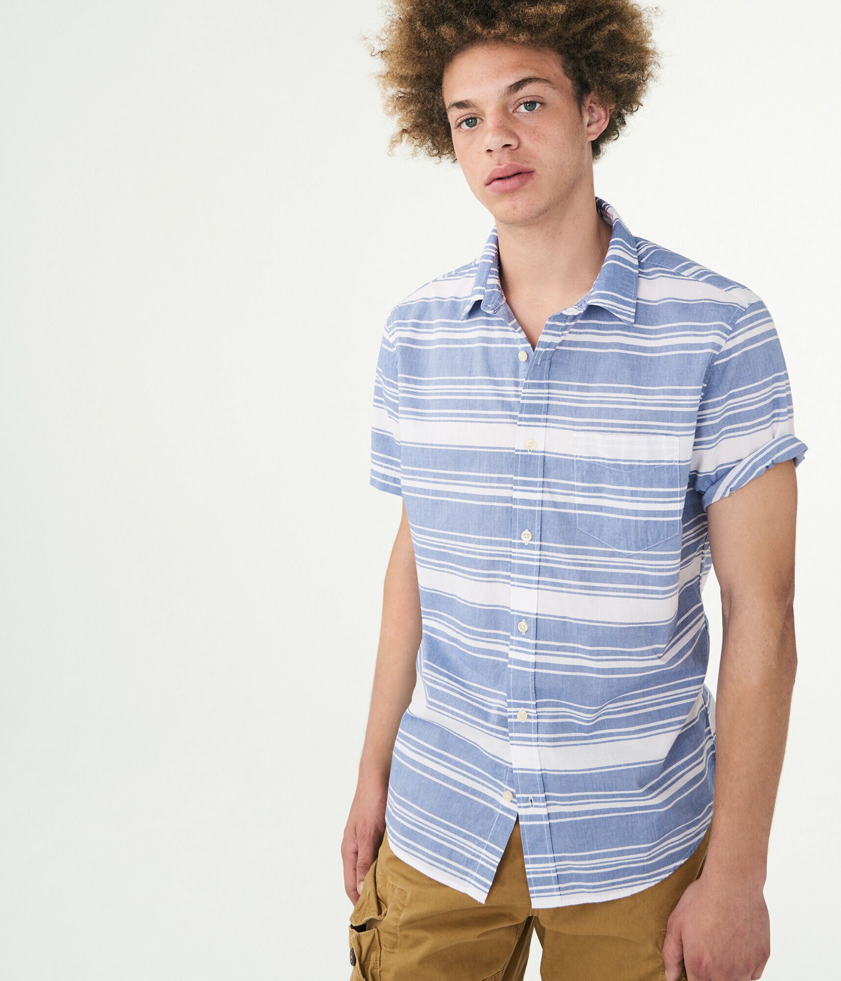 Horizontal Stripe Woven Shirt
