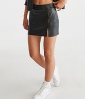 Faux Leather Notched Mini Skirt