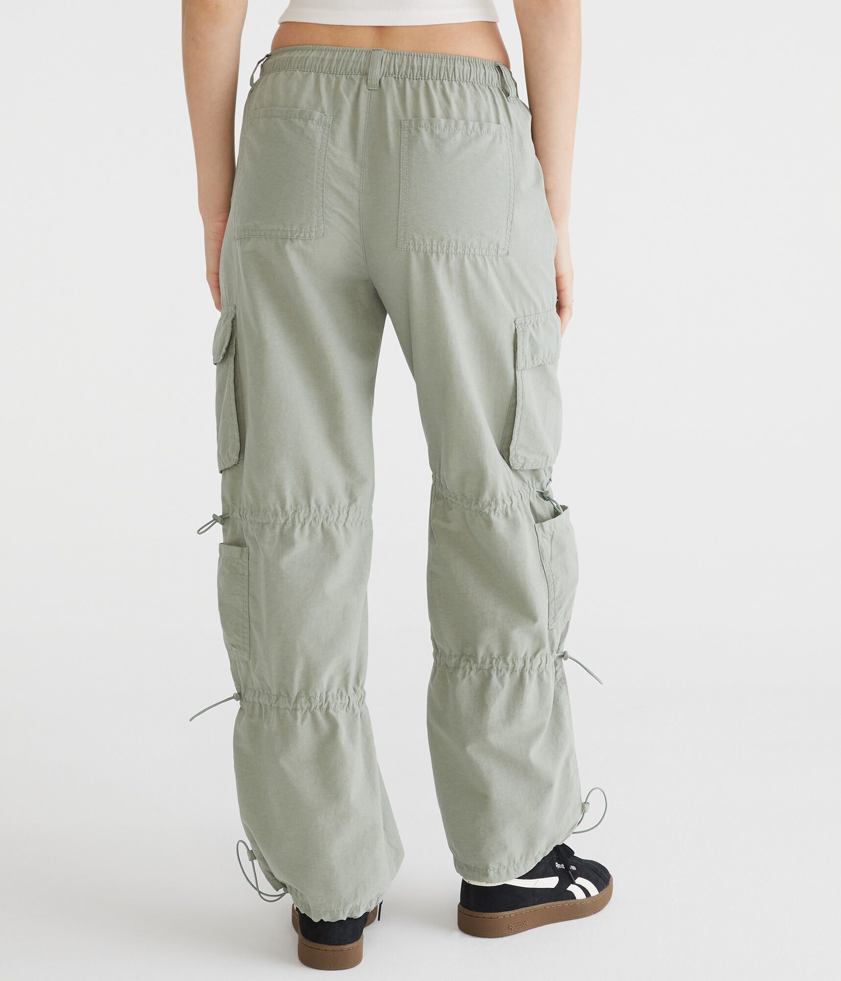 Mid-Rise Cargo Parachute Pants