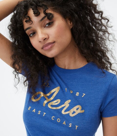 Aero East Coast Glitter Graphic Tee Aero East Coast Glitter Graphic Tee