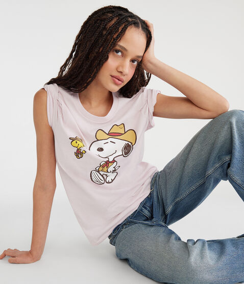 Peanuts® | Aéropostale Western Snoopy Boyfriend Graphic Tee Peanuts® | Aéropostale Western Snoopy Boyfriend Graphic Tee