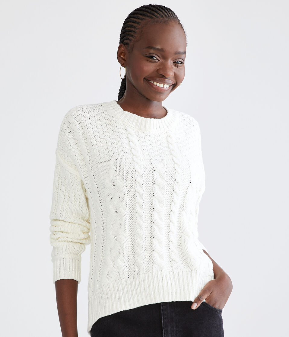 Cable-Knit Crew-Neck Sweater