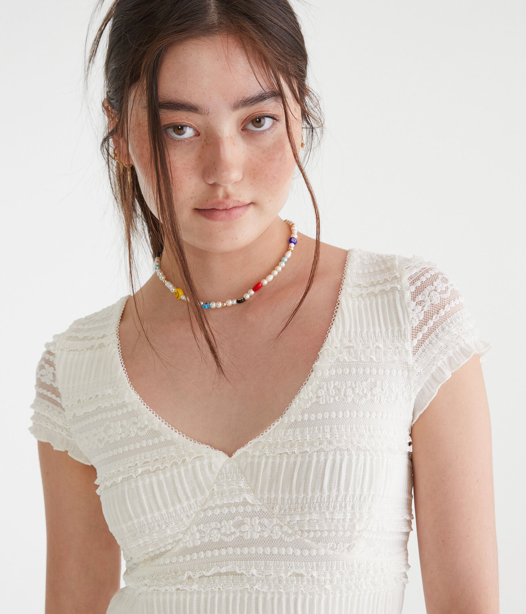 Textured Lace V-Neck Top