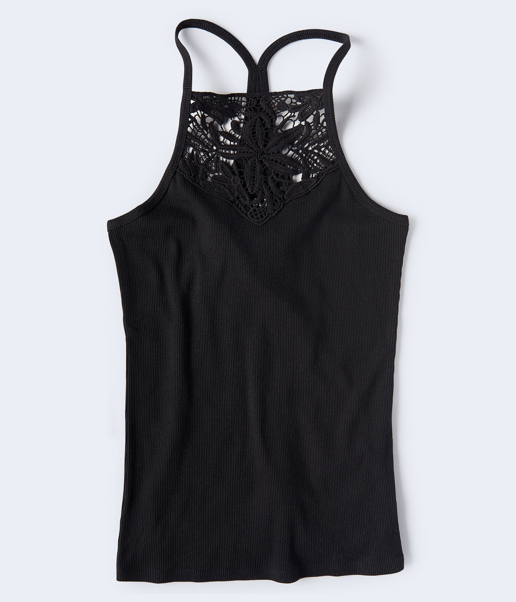 Solid Lace-Front Ribbed Cami