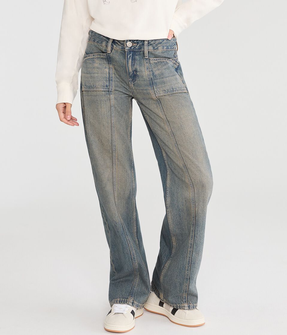 Low-Rise Baggy Wide Leg Seamed Jean