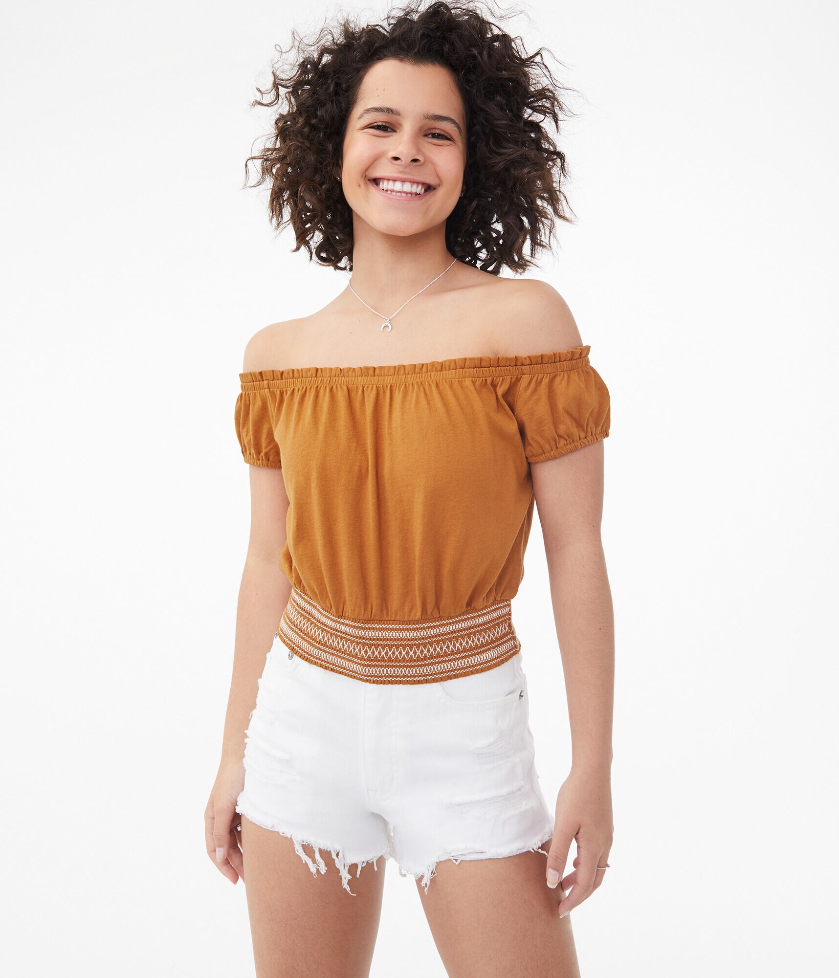 Embroidered Off-The-Shoulder Peasant Top